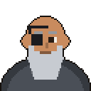 Bald old warrior with an eyepatch and grey beard