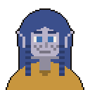 Elf with blue braids and a gold tunic